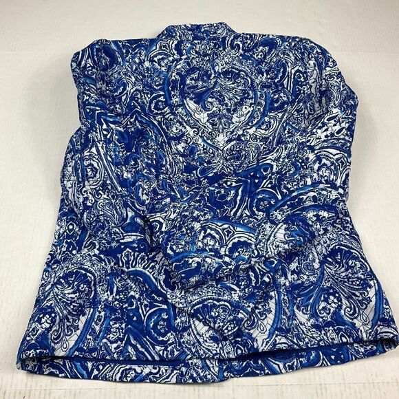 Chicos Quilted Casual Jacket Paisley Snap Button Long Sleeve Pockets 1 Medium - Picture 9 of 11